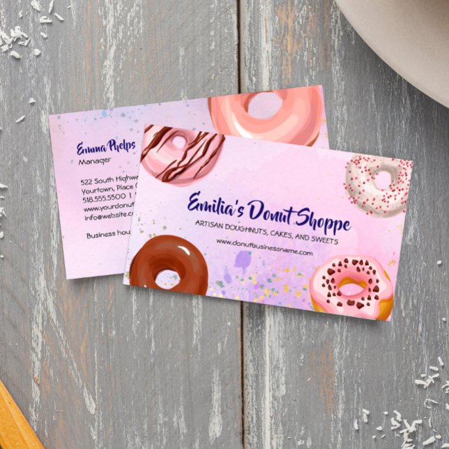 Tarjeta De Visita Acuarela de Donuts (Subido por el creador)
