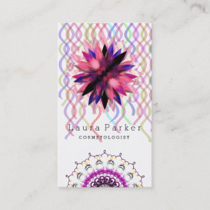 Tarjeta De Visita Acuarela de flores de Lotus Mandala Yoga Spa holís