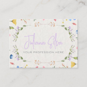 Tarjeta De Visita Acuarela de flores de marfil con QR