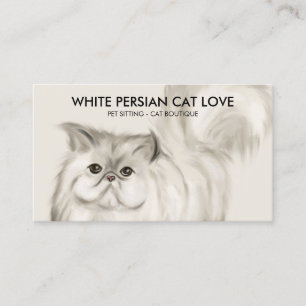 Tarjeta De Visita Acuarela de Ilustracion de gato persa beige