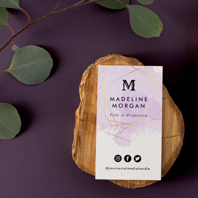 Tarjeta De Visita Acuarela de lavanda en medios sociales con foto (Subido por el creador)