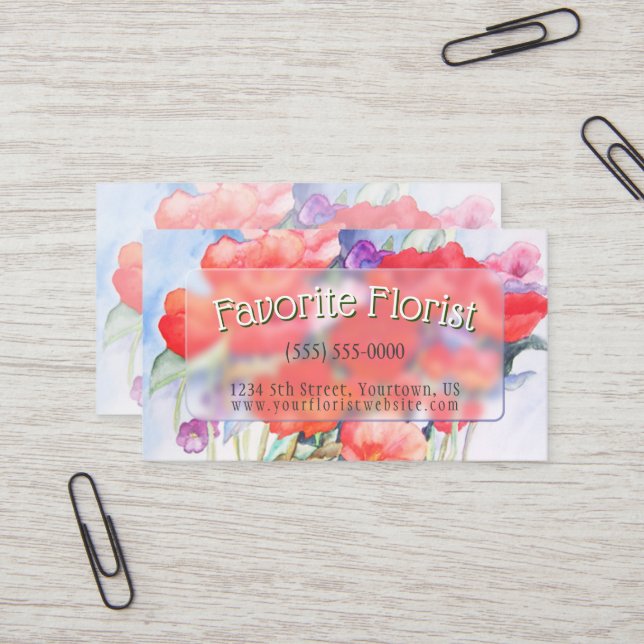 Tarjeta De Visita Acuarela de los lapachos rojos salvajes (Anverso/Reverso In Situ)