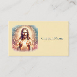 Tarjeta De Visita Acuarela de manos de bienvenida de Jesús (amarillo