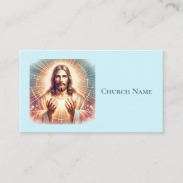 Tarjeta De Visita Acuarela de manos de bienvenida de Jesús (azul)