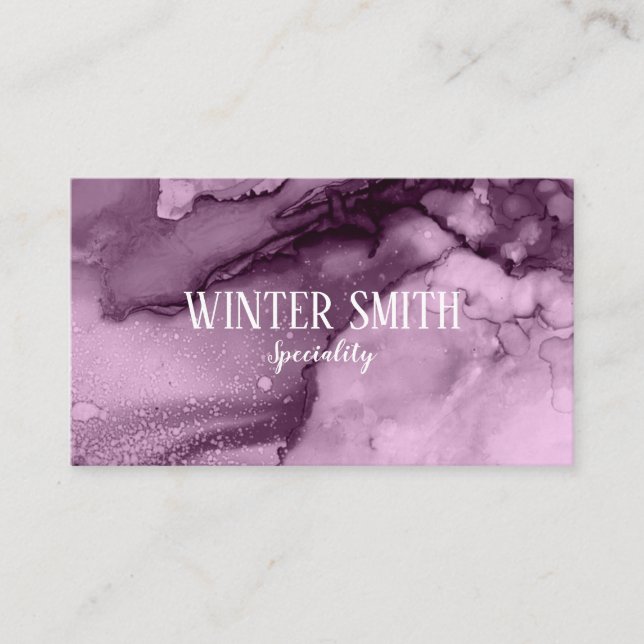 Tarjeta De Visita Acuarela de mármol violeta elegante (Anverso)
