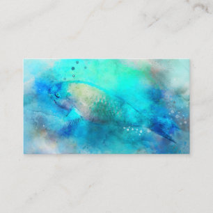 Tarjeta De Visita Acuarela de peces tropicales hawaianos - Parrofish