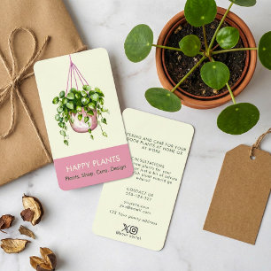 Tarjeta De Visita Acuarela de planta colgante rosa y crema