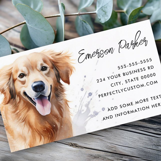 Tarjeta De Visita acuarela de recuperación de oro (Golden retriever watercolor business card)