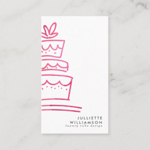 Tarjeta De Visita Acuarela de tarta de Boda dibujada a mano
