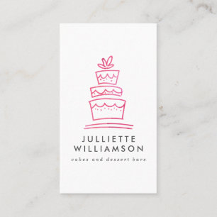 Tarjeta De Visita Acuarela de tarta de Boda dibujada a mano