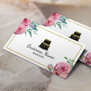 Tarjeta De Visita Acuarela elegante de la torta del chef de