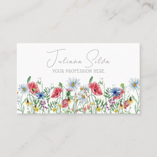 Tarjeta De Visita Acuarela Elegante Floral Ilustrativa (Anverso)