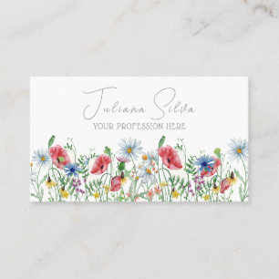 Tarjeta De Visita Acuarela Elegante Floral Ilustrativa con QR