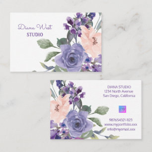 Tarjeta De Visita Acuarela Elegante Floral Rosa Moderna