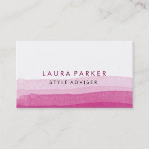 Tarjeta De Visita Acuarela Elegante Mínimo Sutil Plata Rosa