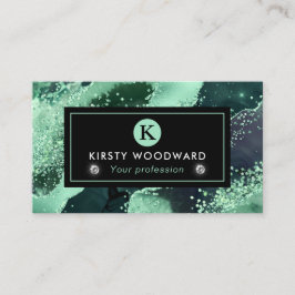 Tarjeta De Visita Acuarela elegante verde brillo ágata