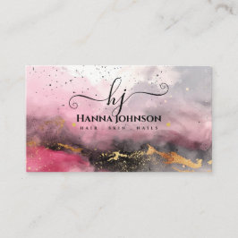 Tarjeta De Visita Acuarela Faux Gold Gitter Monograma inicial