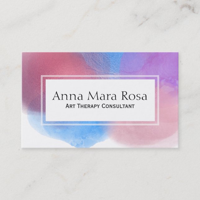 Tarjeta De Visita Acuarela femenina de la terapia artística (Anverso)