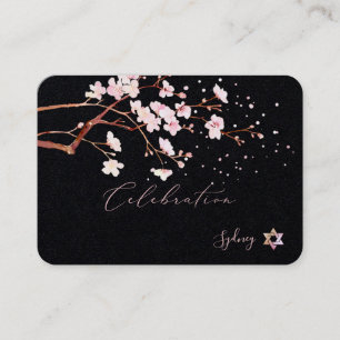 Tarjeta De Visita Acuarela Flor de Cerezo Mitzvah ✡ Celebración E
