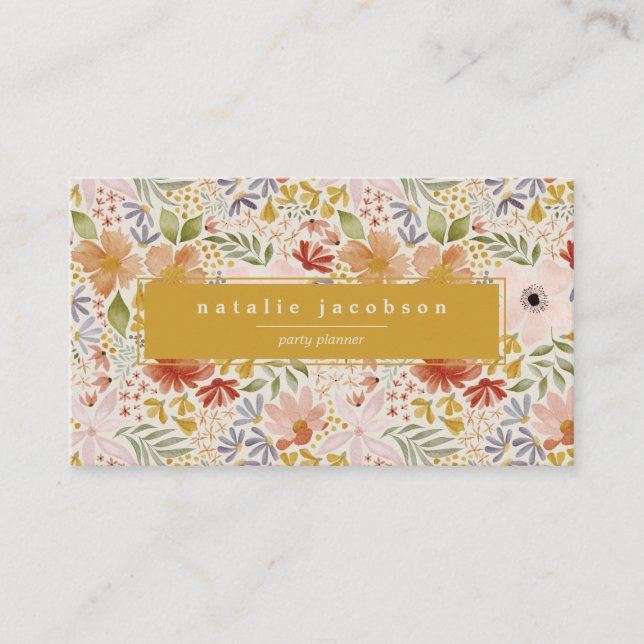 Tarjeta de visita acuarela Floral (Anverso)