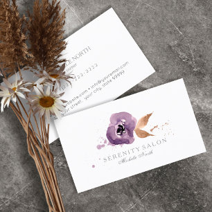 Tarjeta De Visita Acuarela Floral Ametist Purple ID294