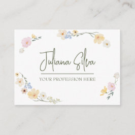 Tarjeta De Visita Acuarela floral blanca