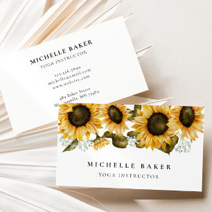 Tarjeta De Visita Acuarela floral de girasol