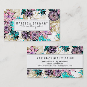 Tarjeta De Visita Acuarela floral de los ilustraciones del oro