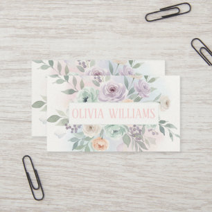 Tarjeta De Visita Acuarela floral elegante