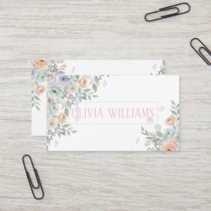 Tarjeta De Visita Acuarela floral elegante