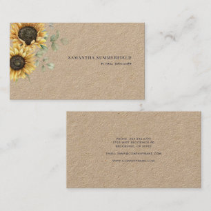 Tarjeta De Visita Acuarela Floral Girasol Eucalipto