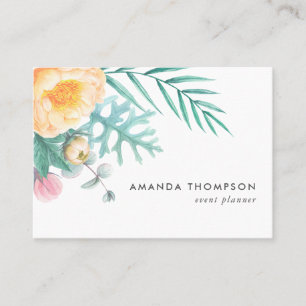 Tarjeta De Visita Acuarela floral menta tropical