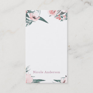 Tarjeta De Visita Acuarela Floral Moderna Mínima Elegante Chic