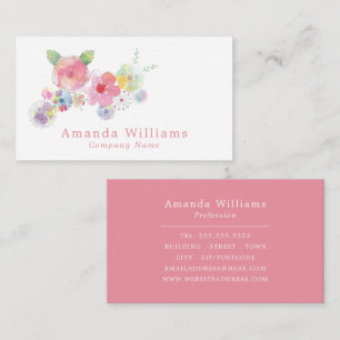 Tarjeta De Visita Acuarela Floral Pastel, floral