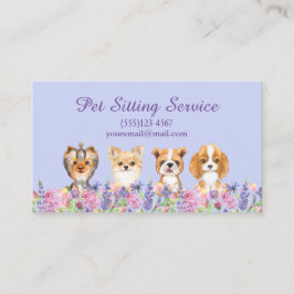 Tarjeta De Visita Acuarela Floral Perro Mascota Sitting Grooming Ser