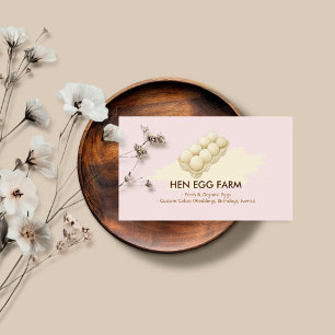 Tarjeta De Visita Acuarela Floral Pollo Hen Huevo Granja rosa