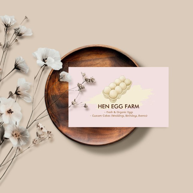 Tarjeta De Visita Acuarela Floral Pollo Hen Huevo Granja rosa (Subido por el creador)