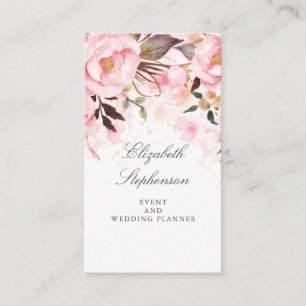 Tarjeta De Visita Acuarela floral rosa elegante y moderna