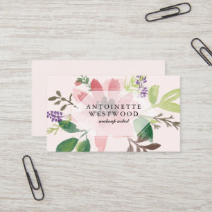 Tarjeta De Visita Acuarela floral rosa moderna