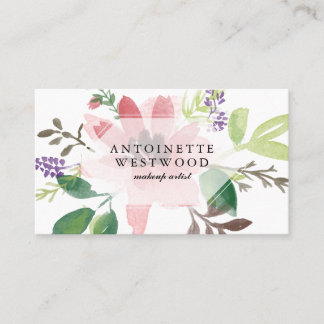 Tarjeta De Visita Acuarela floral rosada moderna femenina
