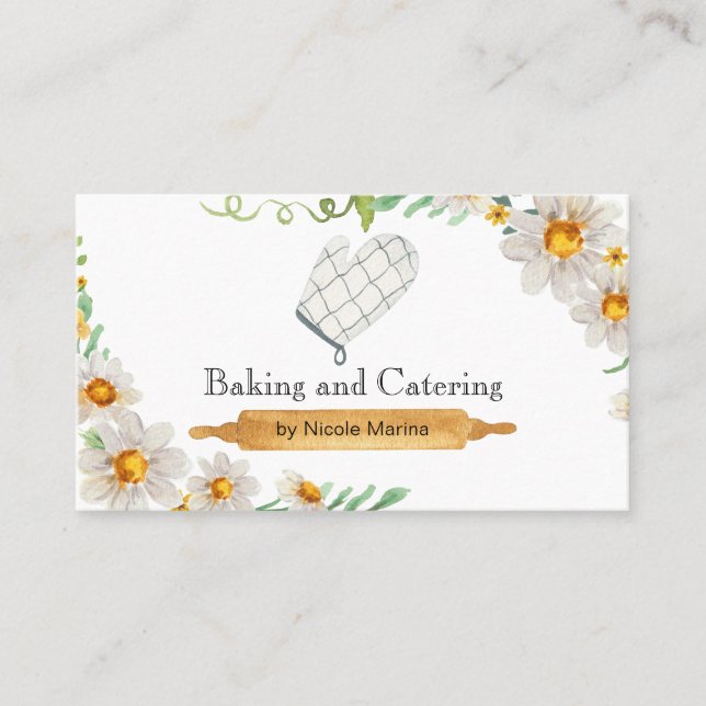 Tarjeta De Visita Acuarela Floral Rustic Baking Catedral (Anverso)