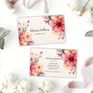 Tarjeta De Visita Acuarela floral única