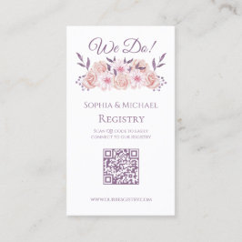 Tarjeta De Visita Acuarela Flores rosas-Anillos Bodas-Registro-