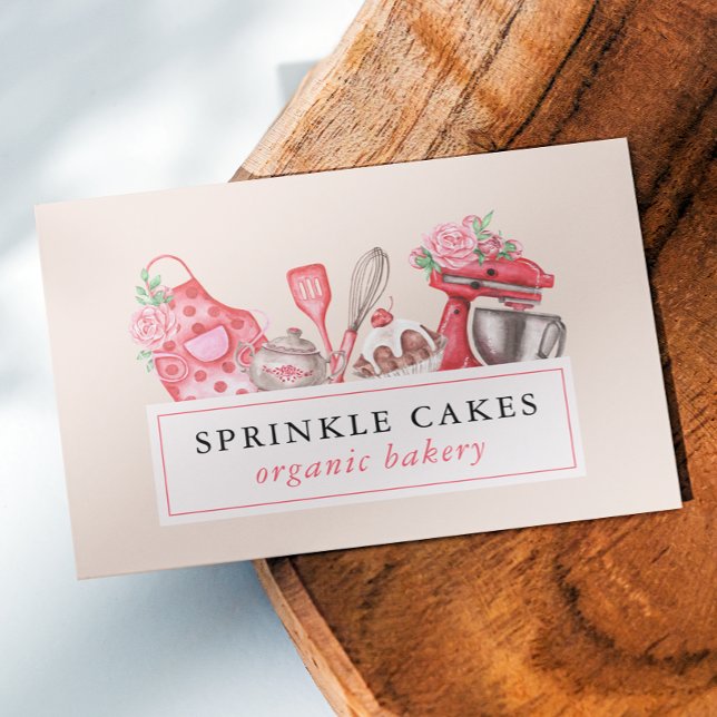 Tarjeta De Visita Acuarela Hormigón y Cocina Baker Utensil (Subido por el creador)