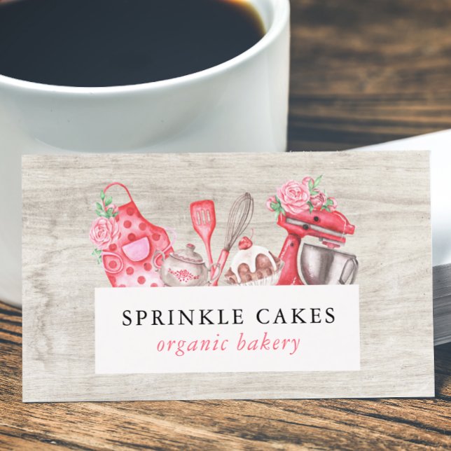Tarjeta De Visita Acuarela Hormigón y cocina Utensil Baker Business (Subido por el creador)