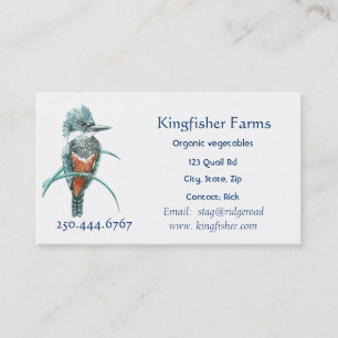 Tarjeta De Visita Acuarela Kingfisher Organic Farm Business Logo