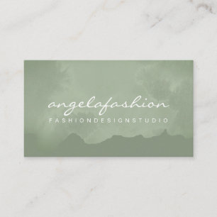 Tarjeta De Visita Acuarela Lavado Verde Boho Chic Vegano