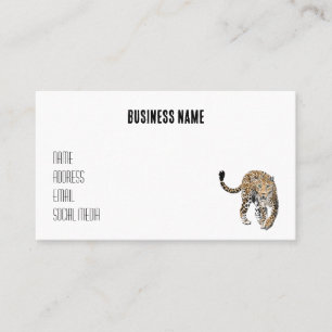 Tarjeta De Visita acuarela leopardo gato de la selva animal pintado 