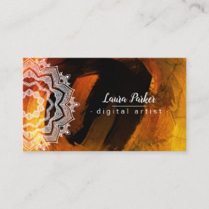 Tarjeta De Visita Acuarela Mandala Art Resumen Splatter Stroke