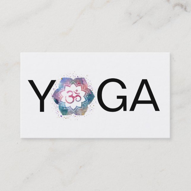 Tarjeta De Visita *~* Acuarela Mandala OM Aum Lotus Profesor de Yoga (Anverso)